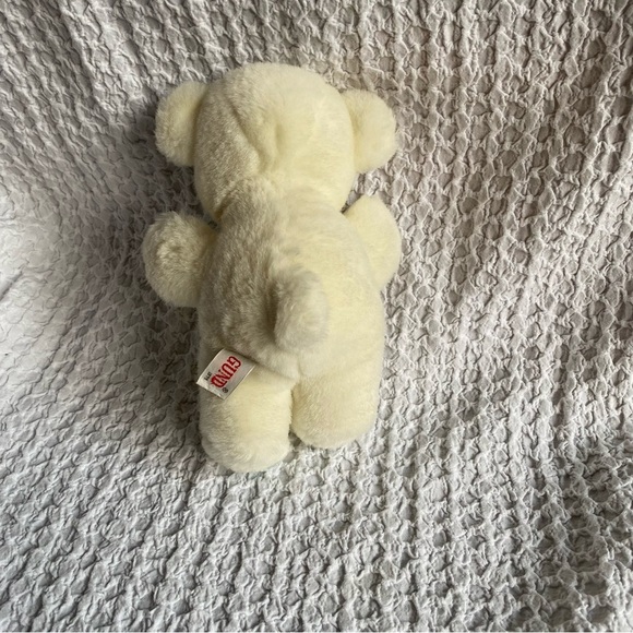 Vintage Gund baby rattle teddy bear beautiful white & baby blue stitching 1979 - Picture 3 of 5